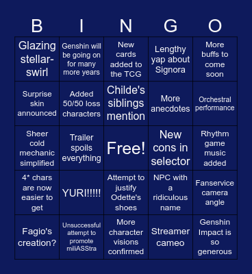 Snezhnaya Bingoon Bingo Card