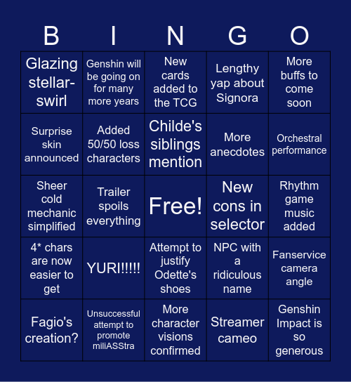 Snezhnaya Bingoon Bingo Card