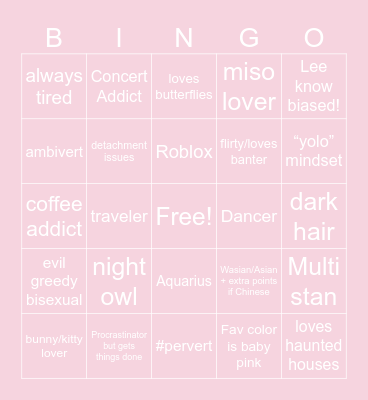 Syd Bingo ִֶָ. ..𓂃 ࣪ ִֶָ🪽་༘࿐ Bingo Card