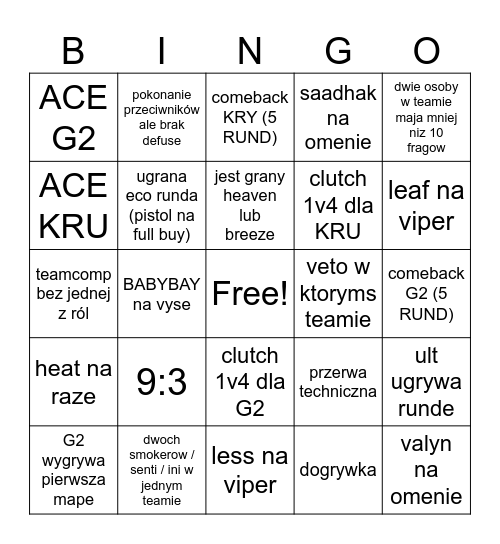 g2 vs kru Bingo Card