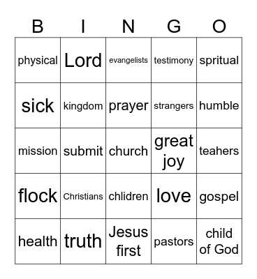 Pastor Bingo Card