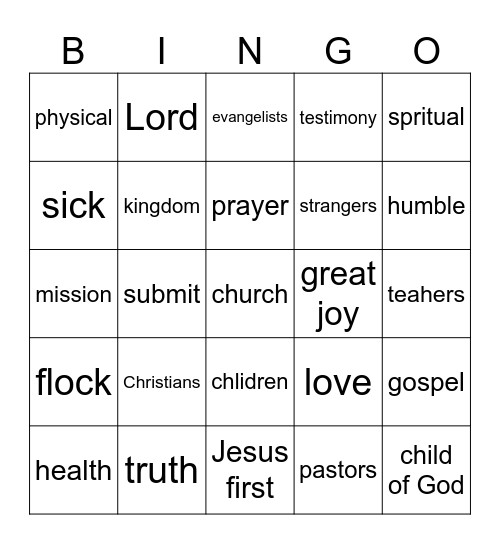 Pastor Bingo Card