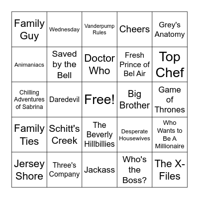 TV TRINGO Bingo Card
