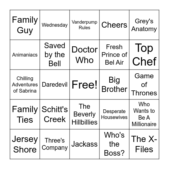 TV TRINGO Bingo Card