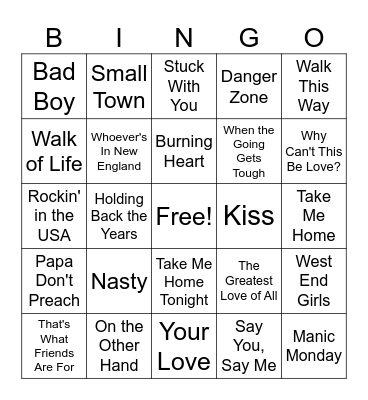 1986 Bingo Card