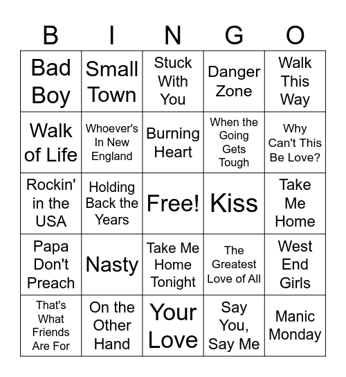 1986 Bingo Card