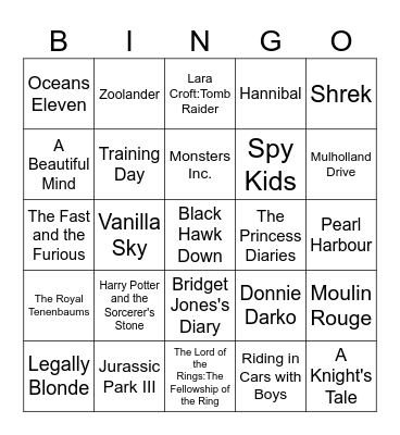 25th Anniversary - Movies Bingo Card