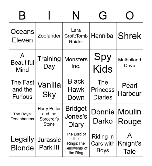 25th Anniversary - Movies Bingo Card