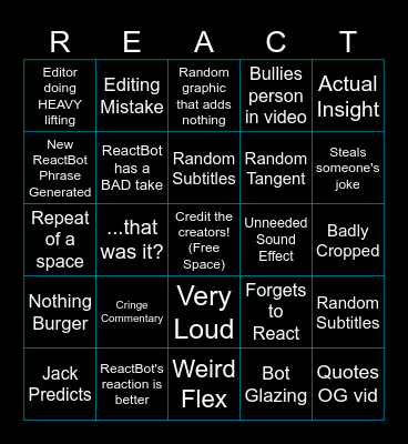 Bad Reactor Bingo Card
