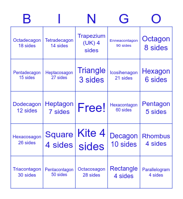 Shapes Bingo Card