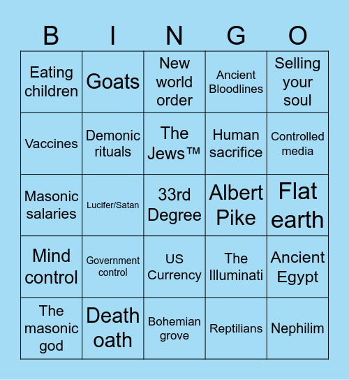 Masonic Conspiracy Bingo Card