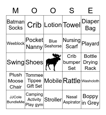 Watch as gifts are opened and mark them off your card. First to yell "Bingo" wins! Bingo Card