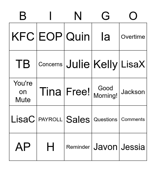 Accounting Bingo Card