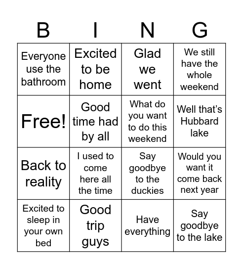 Dad quotes Bingo Card