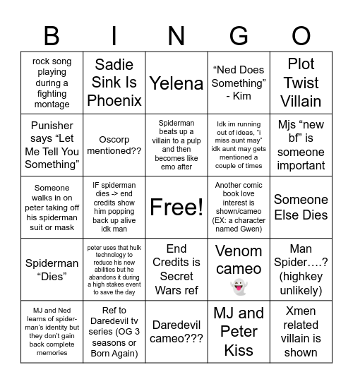 BND KARINA PREDICTIONS Bingo Card