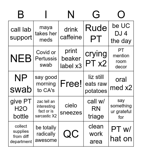 87th UC Bingo Card
