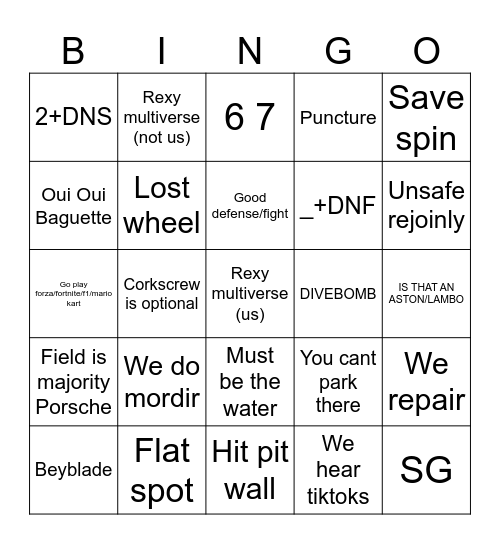 Le Gooner Seca 4 Hour Bingo Card