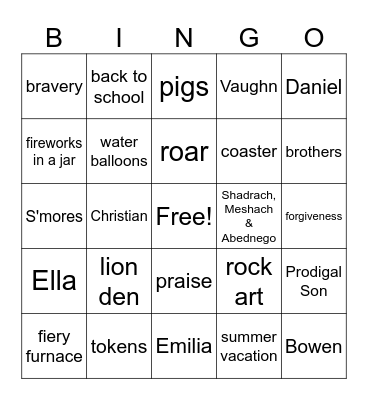 Grandma Camp Bingo Card