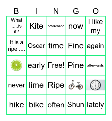 Long I_E phonics Bingo Card