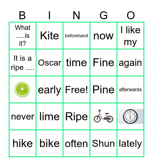 Long I_E phonics Bingo Card
