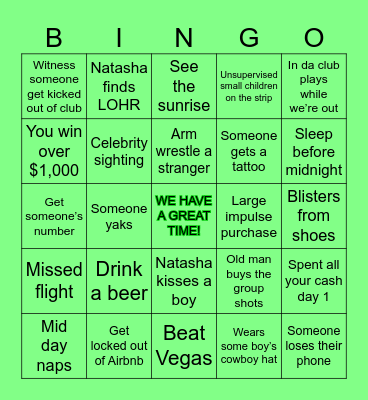 VEGAS TRIP!!!! Bingo Card