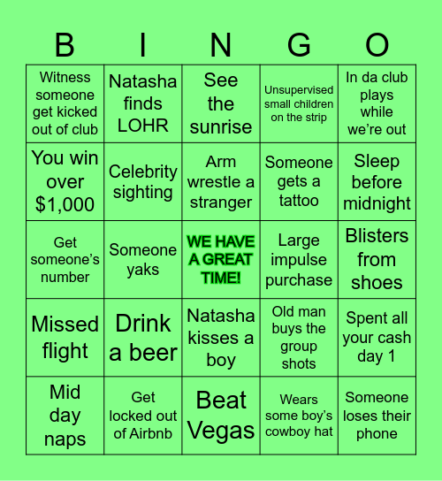 VEGAS TRIP!!!! Bingo Card