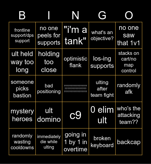 bingoverwatch Bingo Card