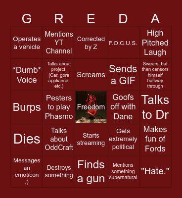Dannerism Bingo Card