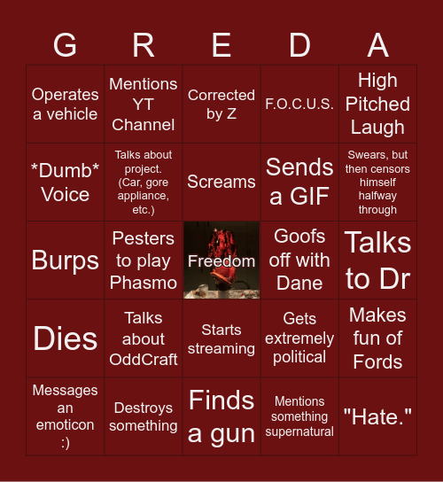 Dannerism Bingo Card