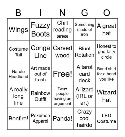Electric Forest BINGO Card