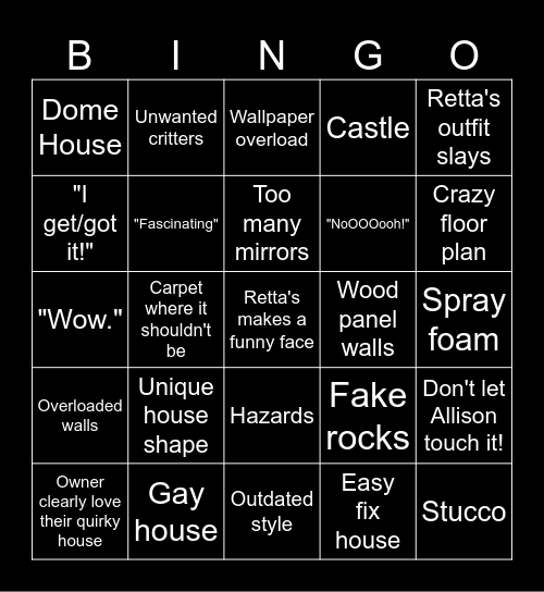 Ugly Houses Bingo Card