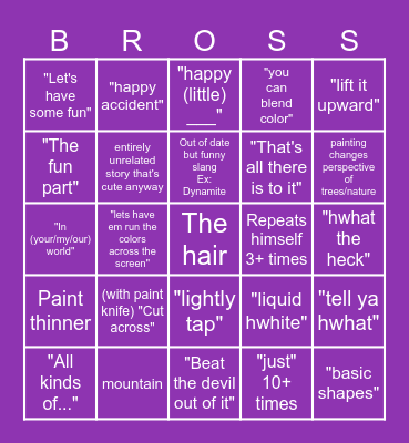 Bob Ross Bingo Card