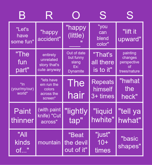 Bob Ross Bingo Card