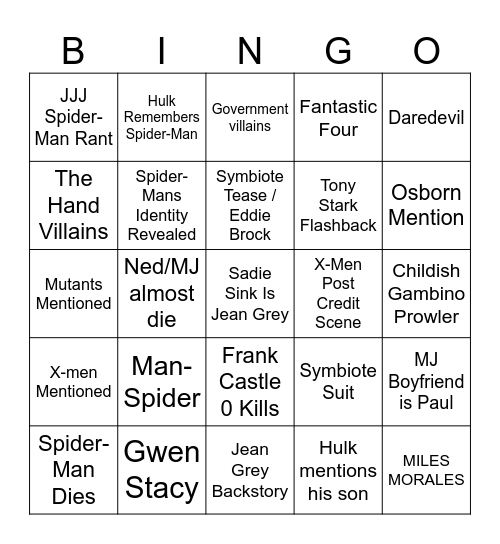 Brand New Day Bingo Card