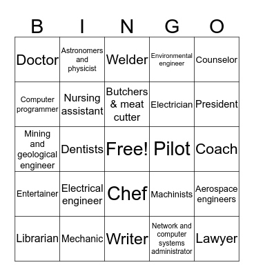 Career Bingo Card