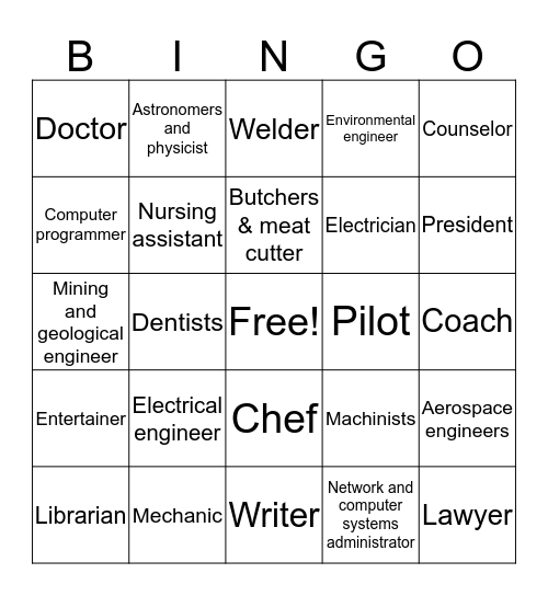 Career Bingo Card