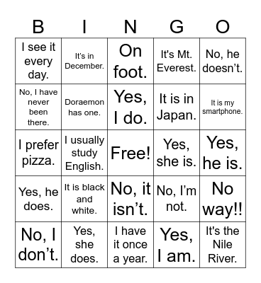 Kids in Heroic State Bingo Card