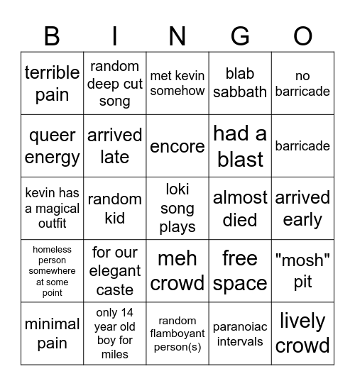 of montreal bingo Card