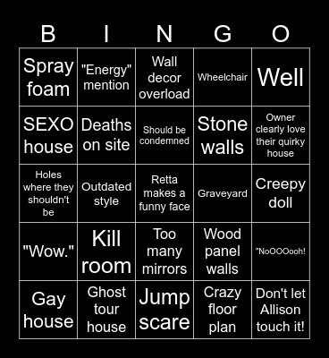 Scariest houses Bingo Card