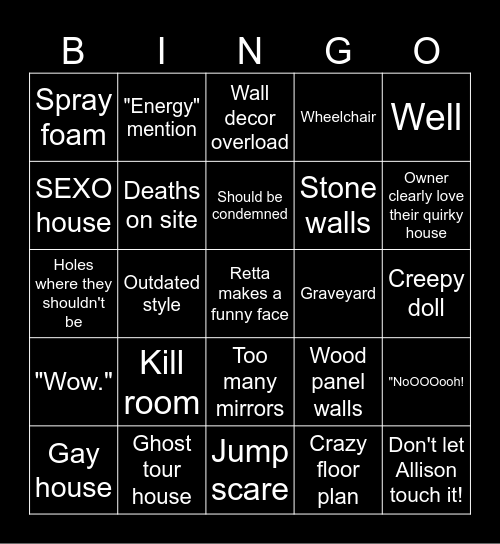 Scariest houses Bingo Card