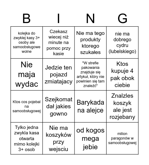 Biedra Bingo Card