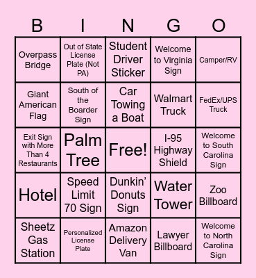 Beach Bingo Card