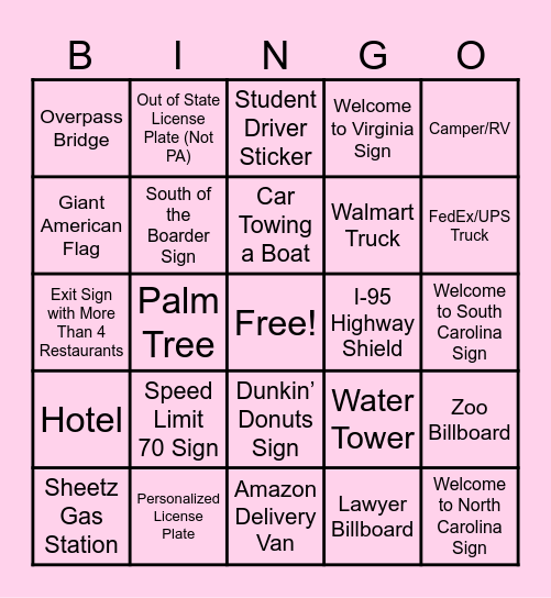 Beach Bingo Card