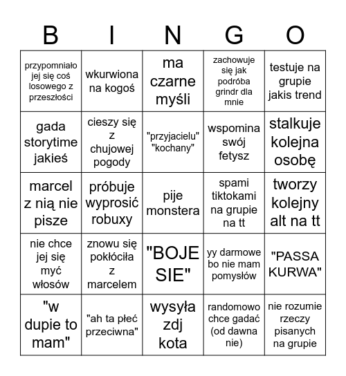 bingo o oliwii Bingo Card