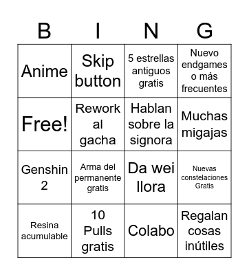 Untitled Bingo Card