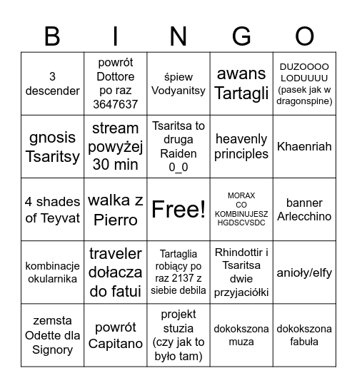Shnezhnaya check Bingo Card