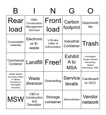 TRASHY BINGO Card