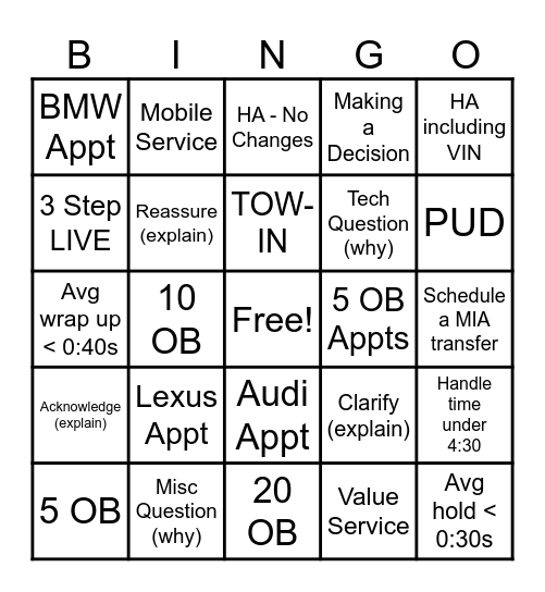 WW BINGO Card
