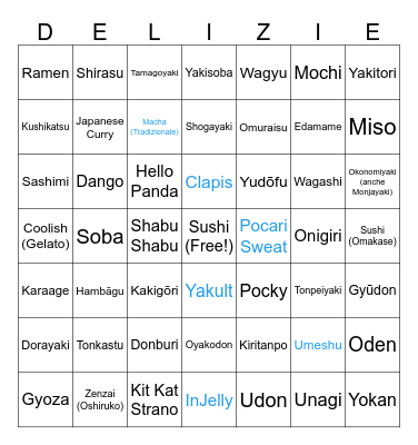 Japanese Food Bingo Card
