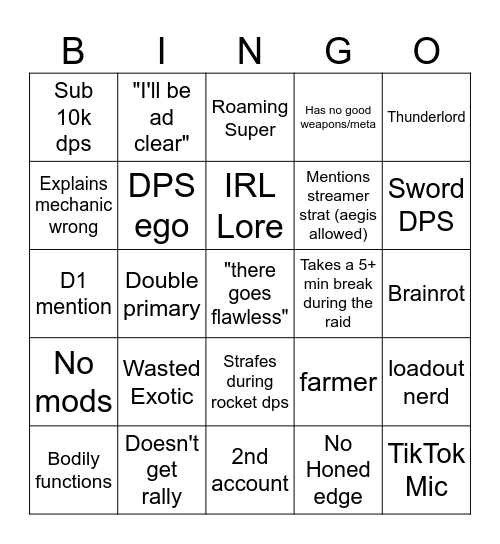 Charles Mates Bingo Card